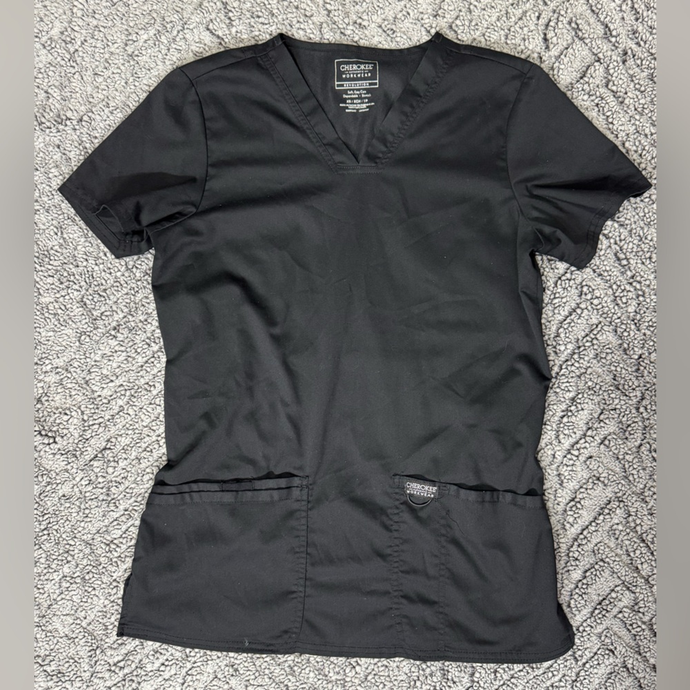Cherokee Workwear Revolution Black Scrub Top XS